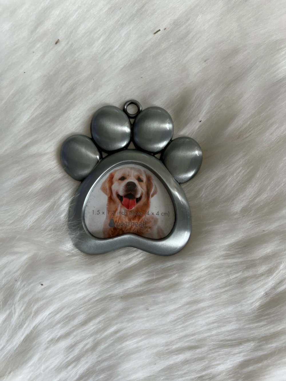 Silver Paw-Shaped Pet Photo Frame Charm